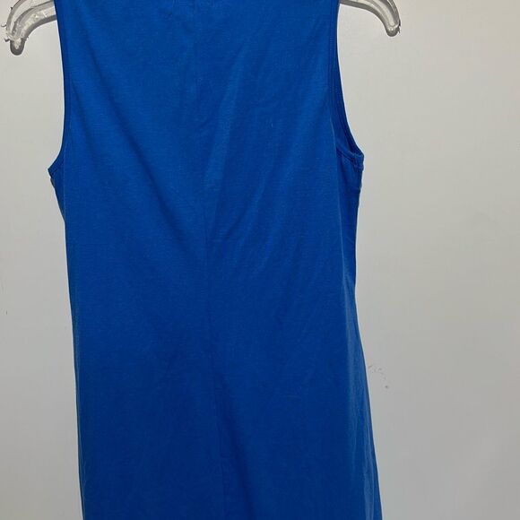 Ofeefan Womens Blue Crew Neck Pleated Front Sleeveless Tank Dress Blue Small NWT - Picture 5 of 8